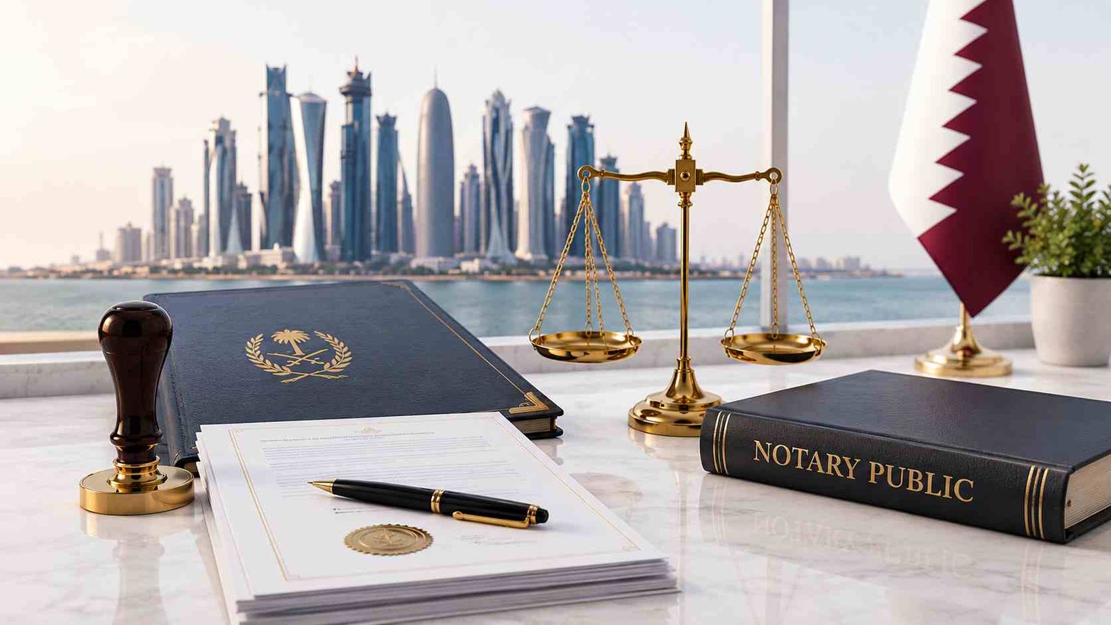 Corporate Notary Services Qatar – MOJ lawyer verifying corporate documents